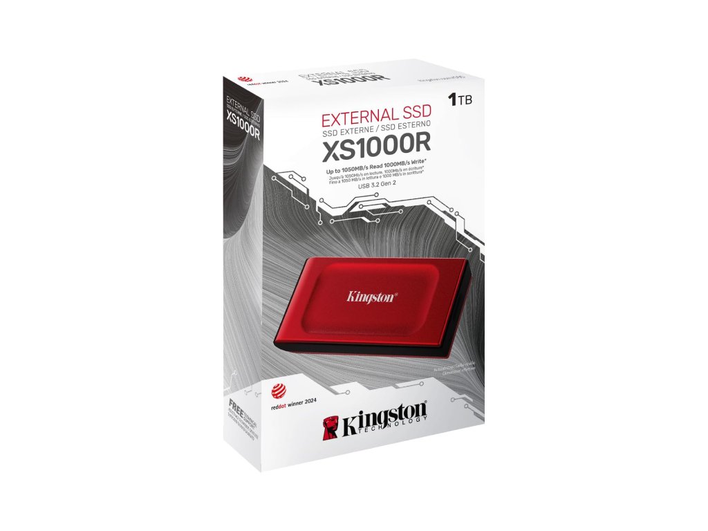 Kingston SSD 1TB XS1000 Red External USB 3.2 Gen 2 Portable Solid State Drive, EAN: 740617343748-6